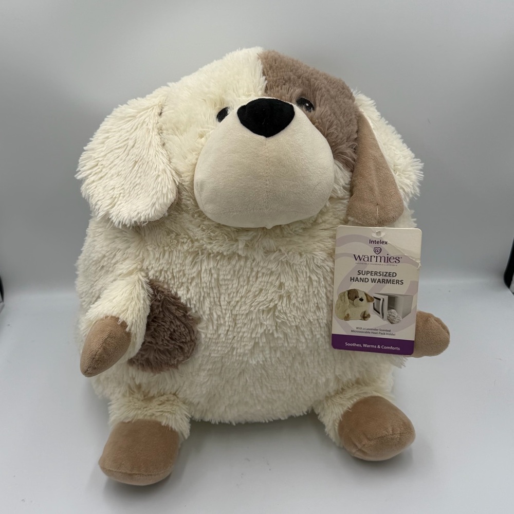 NWT Warmies Jumbo Puppy Microwavable Lavender Scent Pocket Soft Plush 14 in